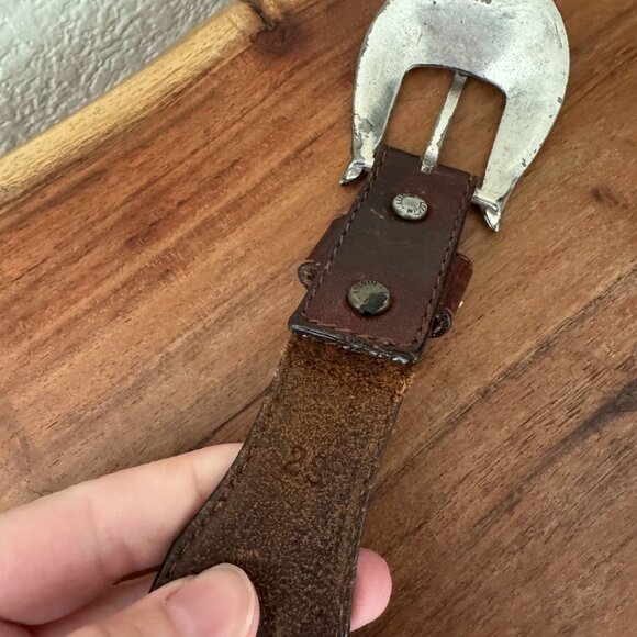 Vintage Leegin Western Leather Beaded Belt with Silver Buckle Size 28 - Picture 7 of 7